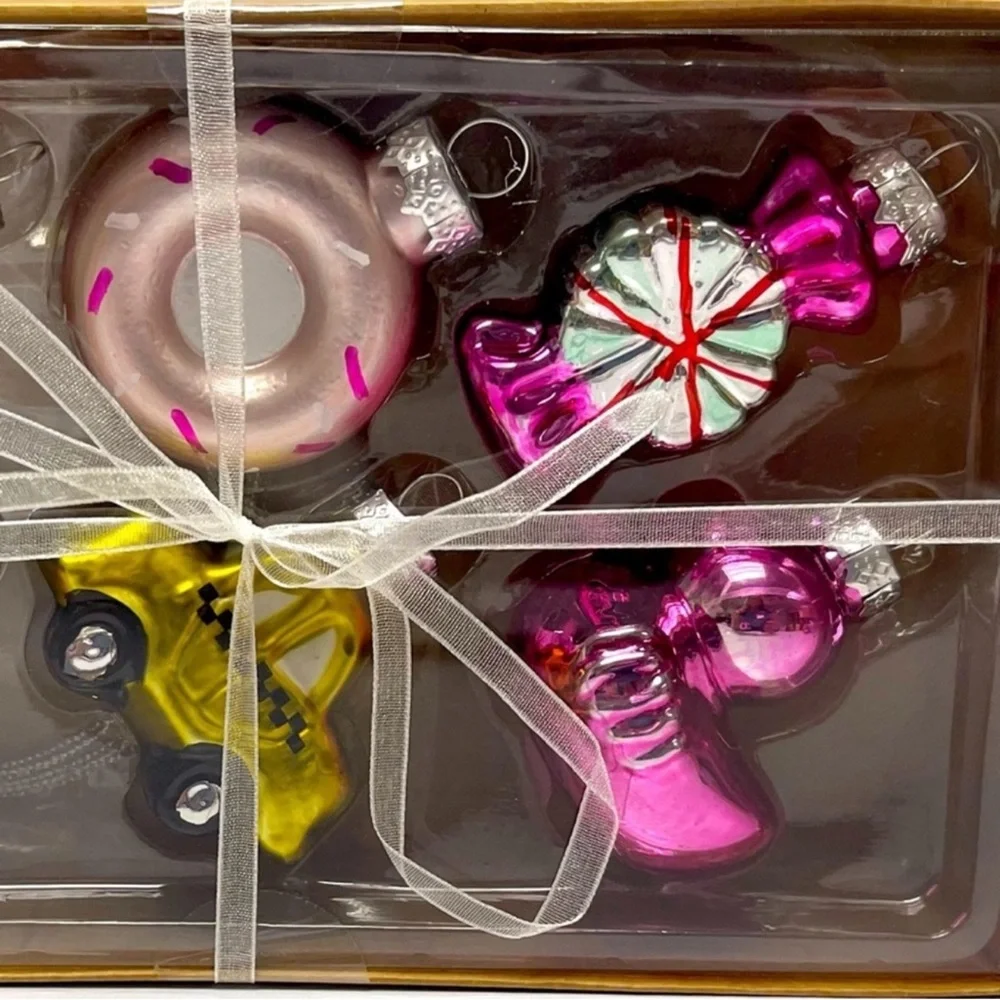 3 for $15 SALE Target Bullseye Set of 6 Mini Glass Holiday Ornaments, New in Box